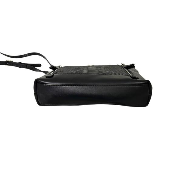 Nine West Women's Neala Crossbody Handbag Black Leather Snakeskin Medium Purse - Picture 6 of 15